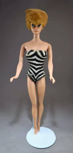 ORIGINAL MATTEL Titian Red Bubblecut Barbie Doll With Striped Swimsuit PicClick