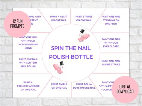 Spin The Nail Polish Bottle Printable Game Girls Party Game Etsy
