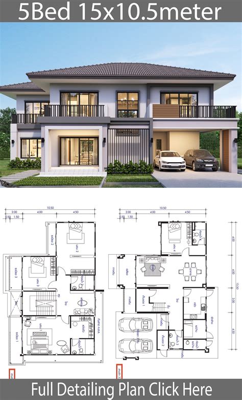 House Design Plan 155x105m With 5 Bedrooms Style Modernhouse