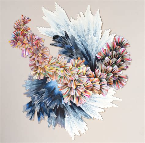 Paper sculptures by lyndi sales rupture into vibrant masses to explore