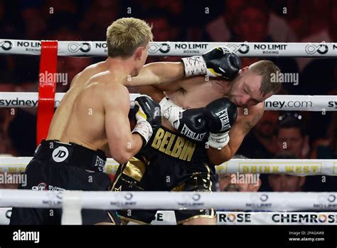 Boxers Nikita Tszyu L And Bo Belbin In Action During The Undercard