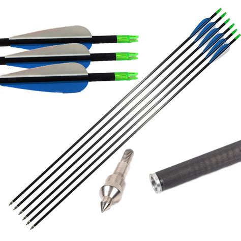 12 Pcs Spine 400 Pure Carbon Arrow Shaft Archery Hunting Arrow Screw