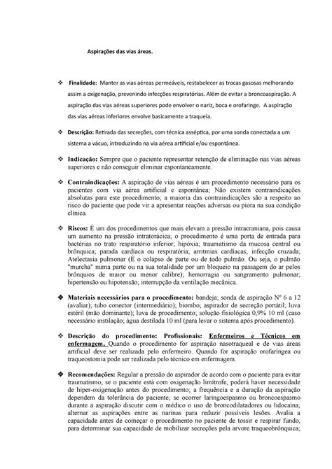 Parecer Coren Aspiração De Vias Aéreas