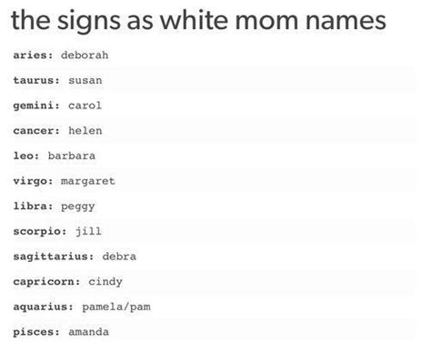 Zodiac Signs And Scenarios The Zodiac Signs As White Mom