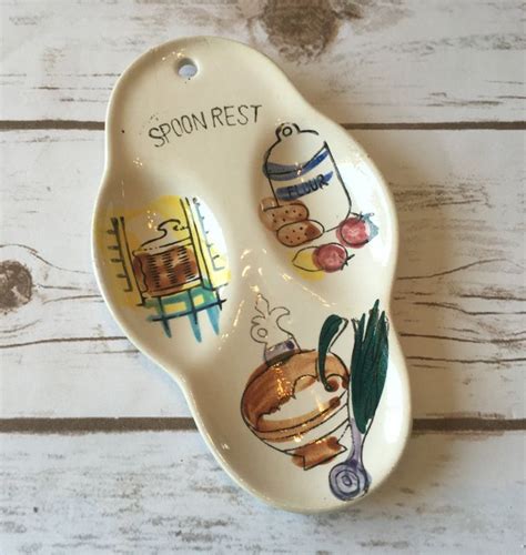 Hand Painted Ceramic Spoon Rest Made In Japan Etsy Hand Painted