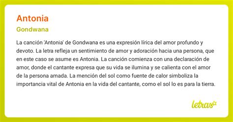 Significado De La Canción Antonia Gondwana Letras