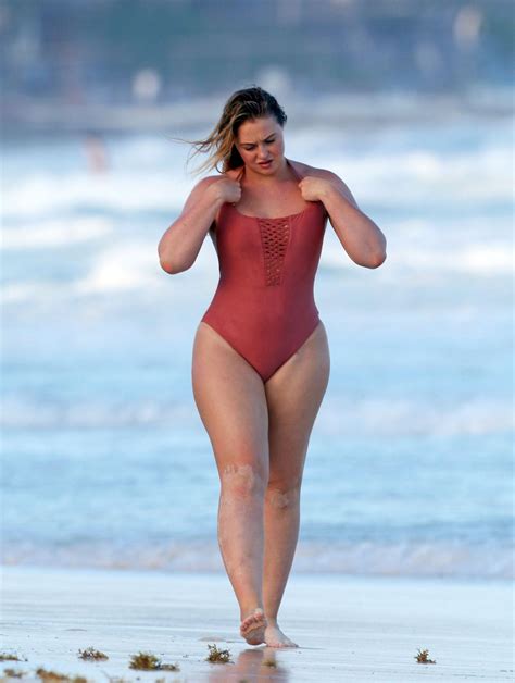 Iskra Lawrence In A One Piece Bathing Suit On The Beach In Tulum