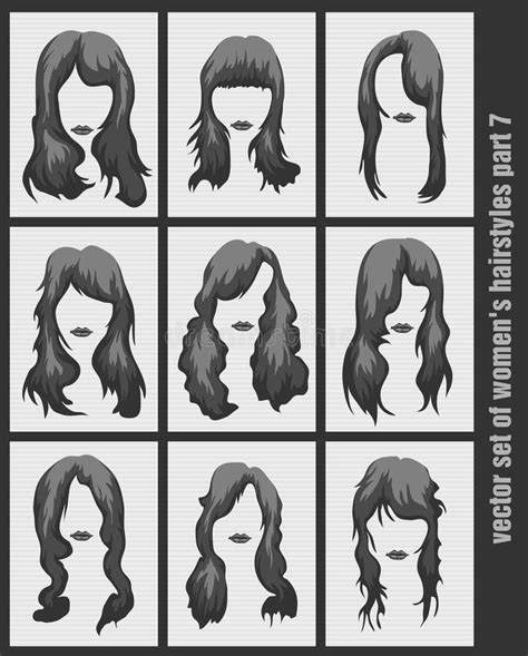 Vector Set Of Women S Hairstyles Stock Vector Illustration Of Model