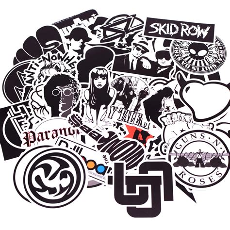 50pcspack Black White Punk Rock Graffiti Stickers Kid Toy Sticker For