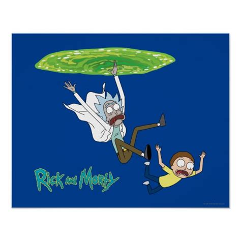 Rick And Morty Falling Out Of Portal Poster Uk