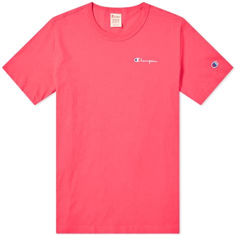 Champion Reverse Weave Small Script Logo Tee Fluo Pink End Au