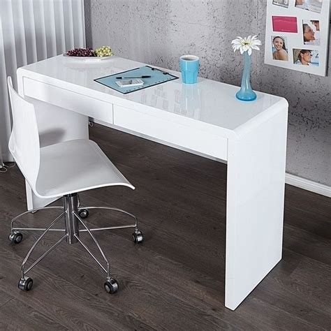 Ein schreibtisch weiß hochglanz wirkt luxuriös und edel. Schreibtisch ABERDEEN Weiß Hochglanz mit 2 Schubladen ...