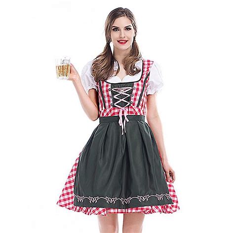 neues sexy rot kariertes biermädchen wench dirndl kostüm deutschland bayerisches oktoberfest