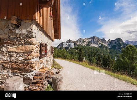Beatifull Mountain Panorama Typical Mountain House Italian Alps Stock