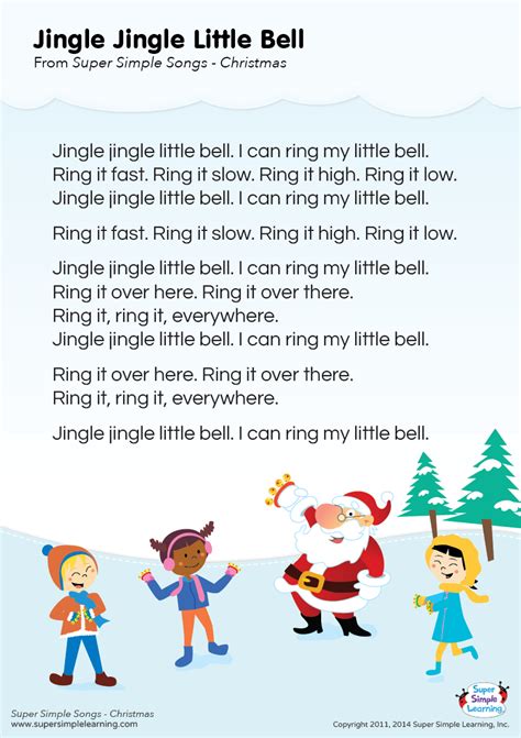 Free Jingle Jingle Little Bell Lyrics Poster From Super Simple Learning