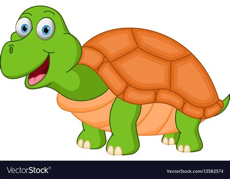 Happy Sea Turtle Cartoon Vector Image On Vectorstock Turtle Drawing