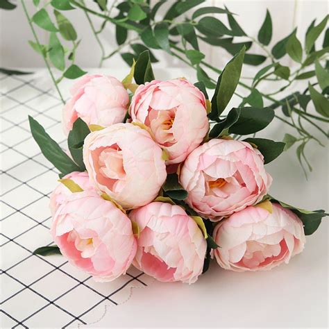 Silk Peony Bouquet Artificial Flowers Peony Bouquets Heads Etsy