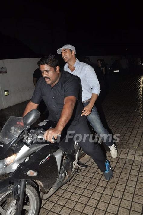 Akshay Kumar Was Spotted Sitting On The Bike With His Bodyguard At Pvr