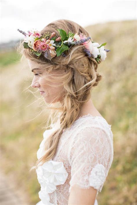 Gorgeous Bridal Hairstyles With Flower Crowns