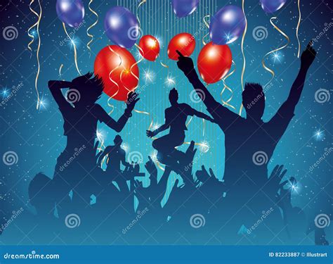 Party Background With Dancing People Silhouette Cartoon Vector