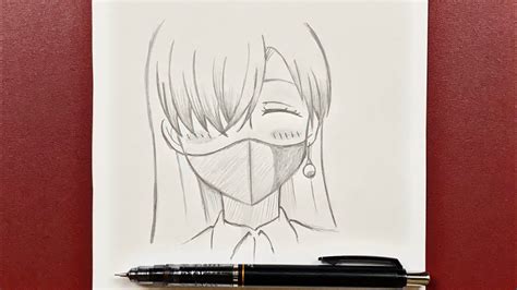 Easy Anime Drawing How To Draw Elizabeth Wearing A Mask Easy Step By