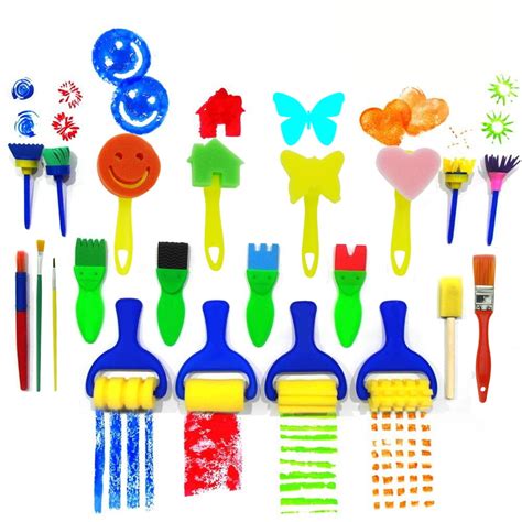 21pcs Kids Art Set Flower Sponge Brushes For Painting Fun Painting Sets