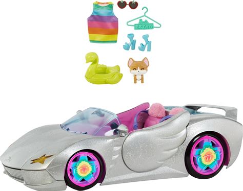 Barbie Extra Convertible Toy Car With Puppy And Accessories Sparkly