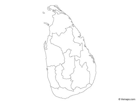 Outline Map Of Sri Lanka With Provinces Map Vector Vector Free Sri