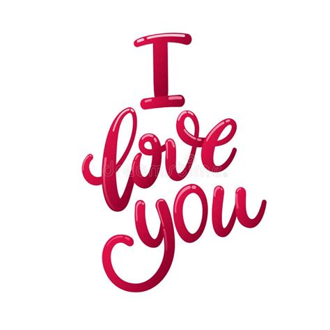 Love You Hand Written Lettering Romantic Calligraphy Stock Vector