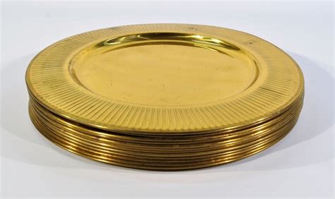 Set Of 12 Solid Brass Chargers Plate For Vintage Etsy