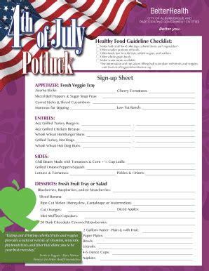 Retirement party food sign up sheet. 26 Printable Potluck Sign Up Sheet Forms and Templates ...
