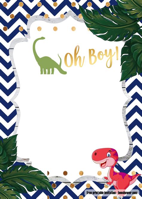 A Dinosaur Template For Your Baby Shower Invitation Download Hundreds