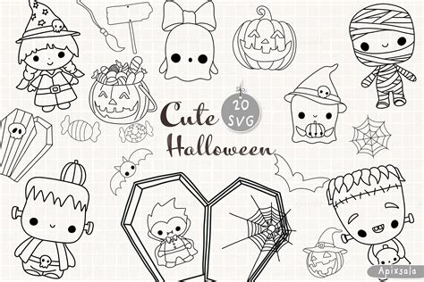 Cute Halloween Svg Outline Collection Graphic By Apixsala · Creative