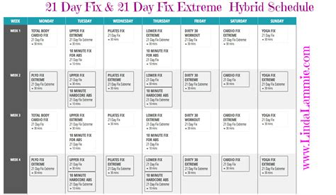 21 Day Fix Workout Calendar Extreme | EOUA Blog