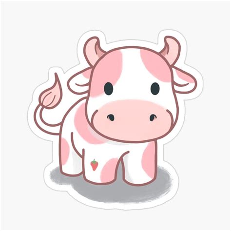 Strawberry Cow Sticker For Sale By Swagnstickers Cow Drawing Cute