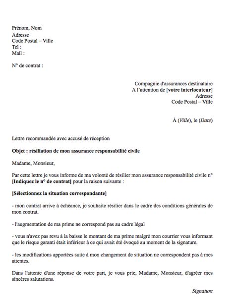 Lettre recommandée avec accusé de réception objet : Lettre résiliation RC pro : notre modèle gratuit (Mise à ...