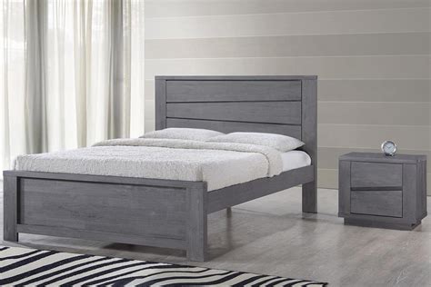 Grey Wooden Bed Frames Double Handmade Rustic Solid Wooden Grey
