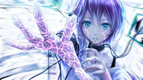 Anime Girl Electricity Pink Purple Hair Hand Power Art Manga Art