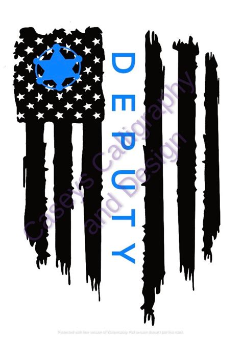 Decal Thin Blue Line Deputy Sheriff Vertical Flag Etsy