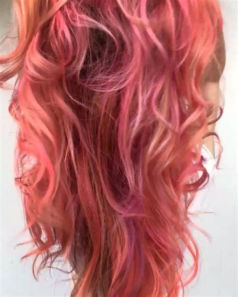 Flamingo Hair Is The Prettiest Way To Go Pink This Summer Coral Hair Pink Hair Peach Hair