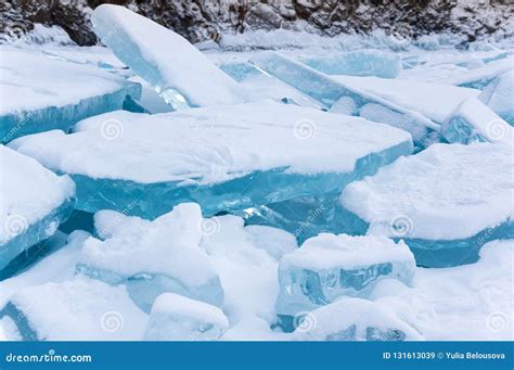 View Of Ice Hummocks On Lake Baikal Stock Image Image Of Republic