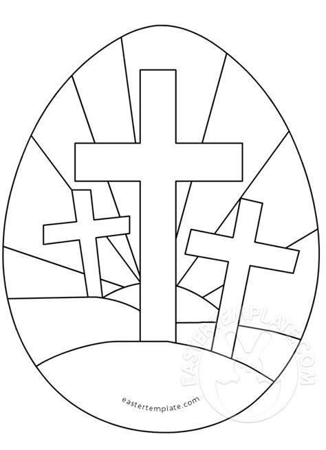 Easter Egg With Three Crosses Coloring Page Easter Template