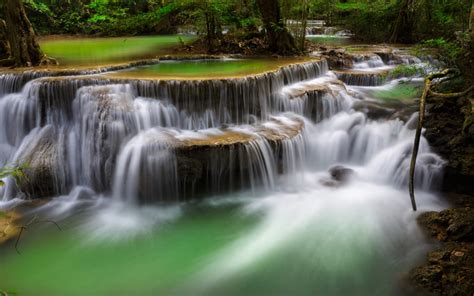 Deep Forest Waterfall Kanchanaburi Thailand Ultra Hd