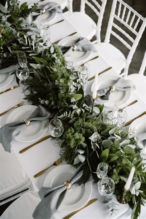 62 Stunning Lush Greenery Wedding Table Runners Weddingomania