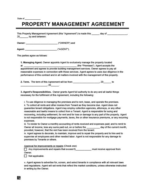 Free Management Agreement Template Printable Templates