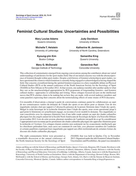 Pdf Feminist Cultural Studies Uncertainties And Possibilities