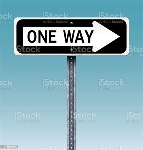 One Way Road Sign Vector Illustration On Clear Sky Stock Illustration