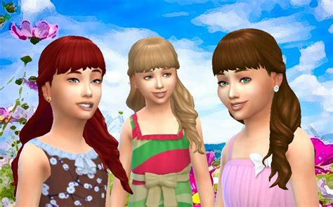 Mystufforigin Long Wavy Half Up For Girls ~ Sims 4 Hairs