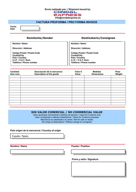 Model Factura Proforma