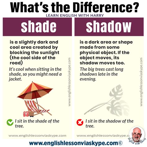 Difference Between Shade And Shadow Study English Advanced Level